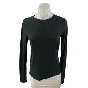 Frank And Oak Women's Black Ribbed Knit Crew Long Sleeve T Shirt Tee Top Size S
